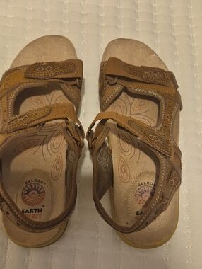 Earth Spirit Brown Adjustable Hook-and-Loop Comfort Sandals